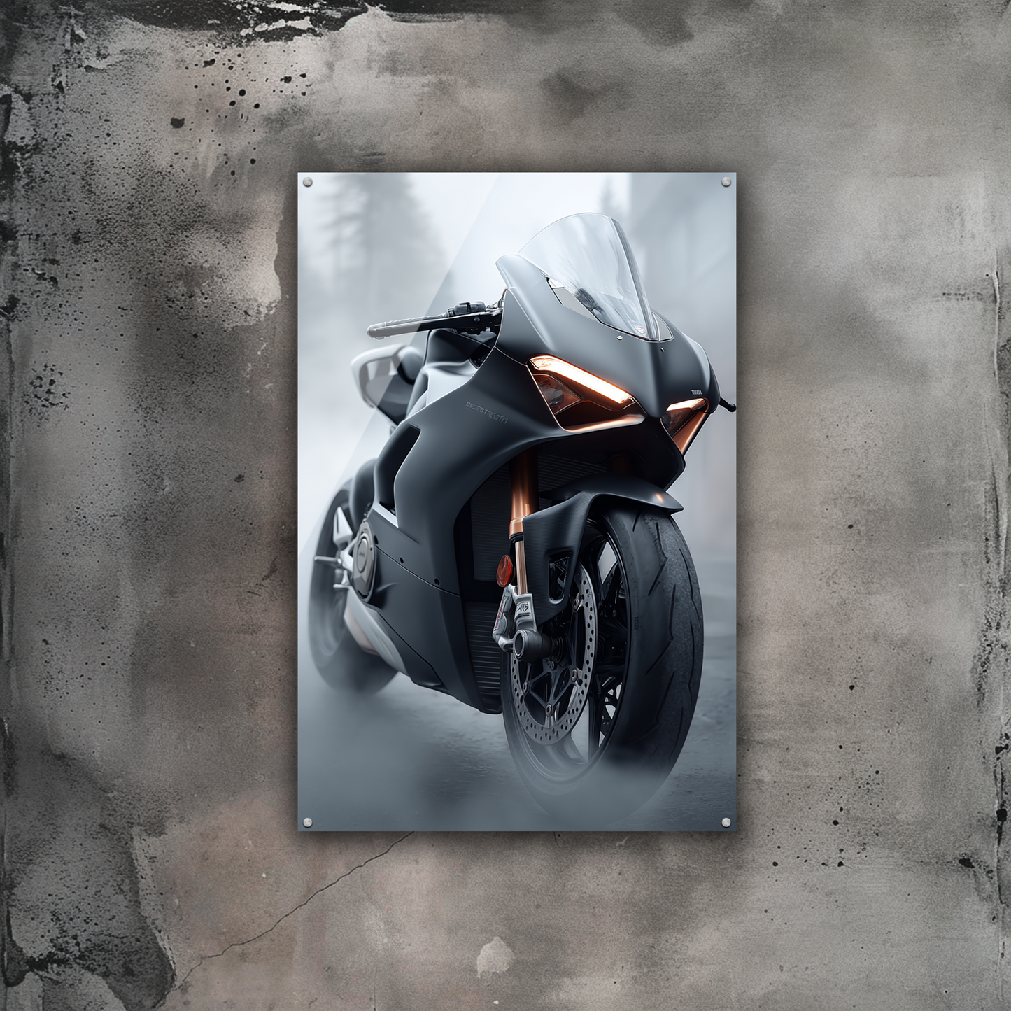 GlowRide Ducati V4 Black Edition Poster