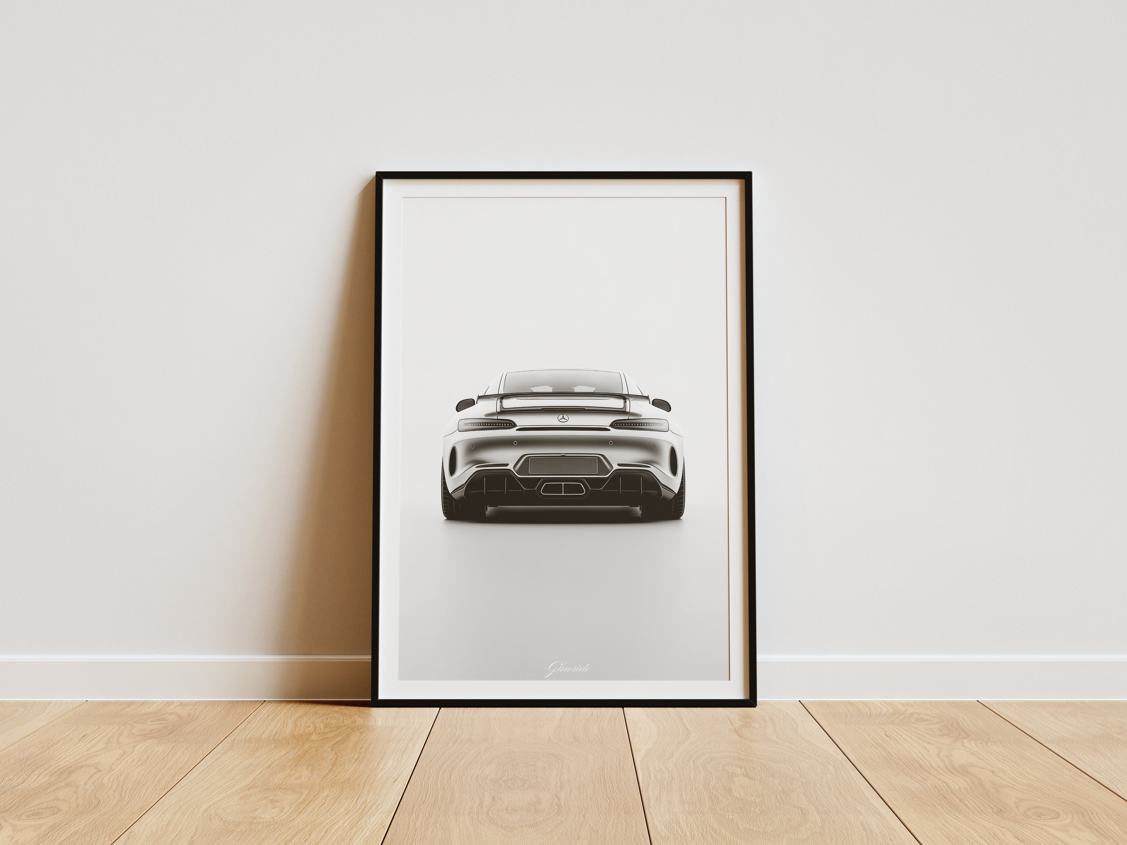 Mercedes-Benz GTR Poster Luxury Line – minimalistisches Schwarz-Weiß Auto-Kunstwerk