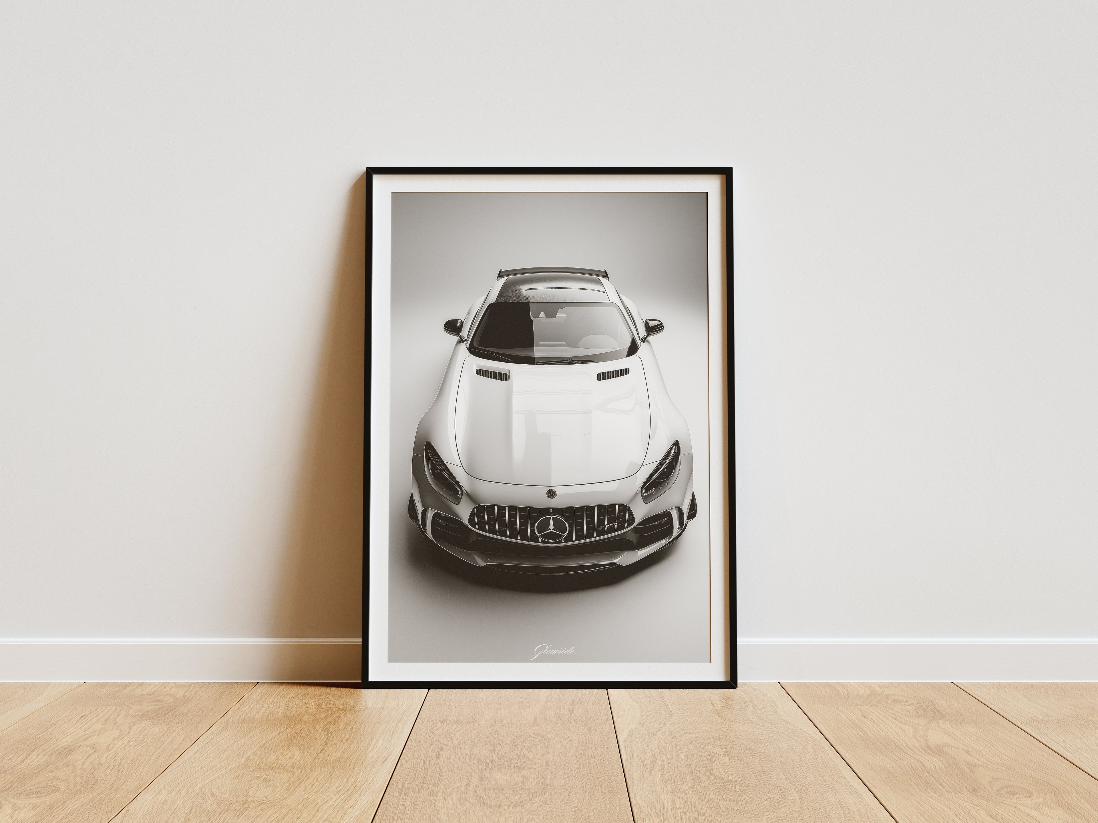 Mercedes-Benz GTR Poster Luxury Line – Schwarz-Weiß Auto-Kunstwerk