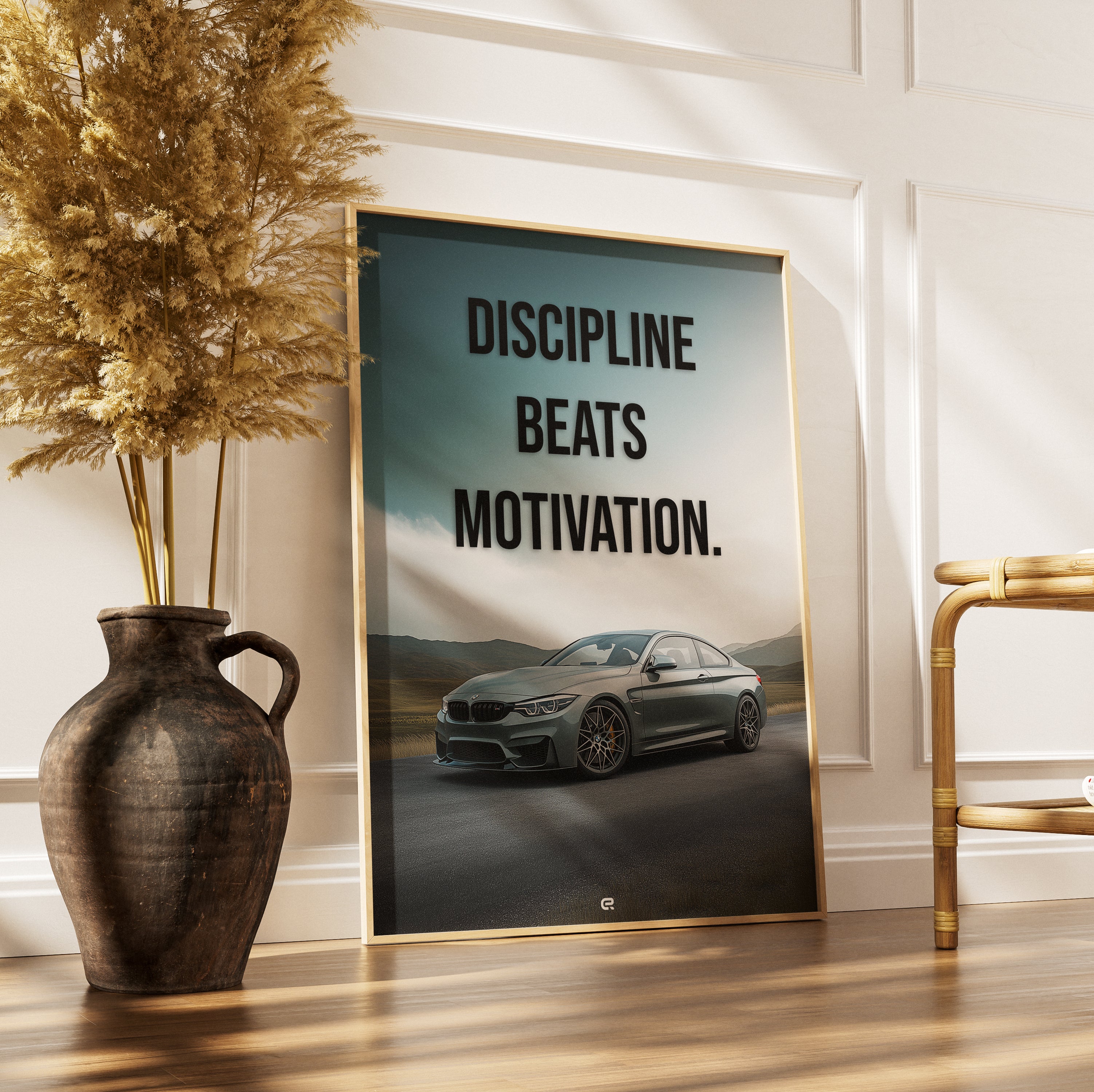 BMW M4 Wandbild mit Motivationscaption