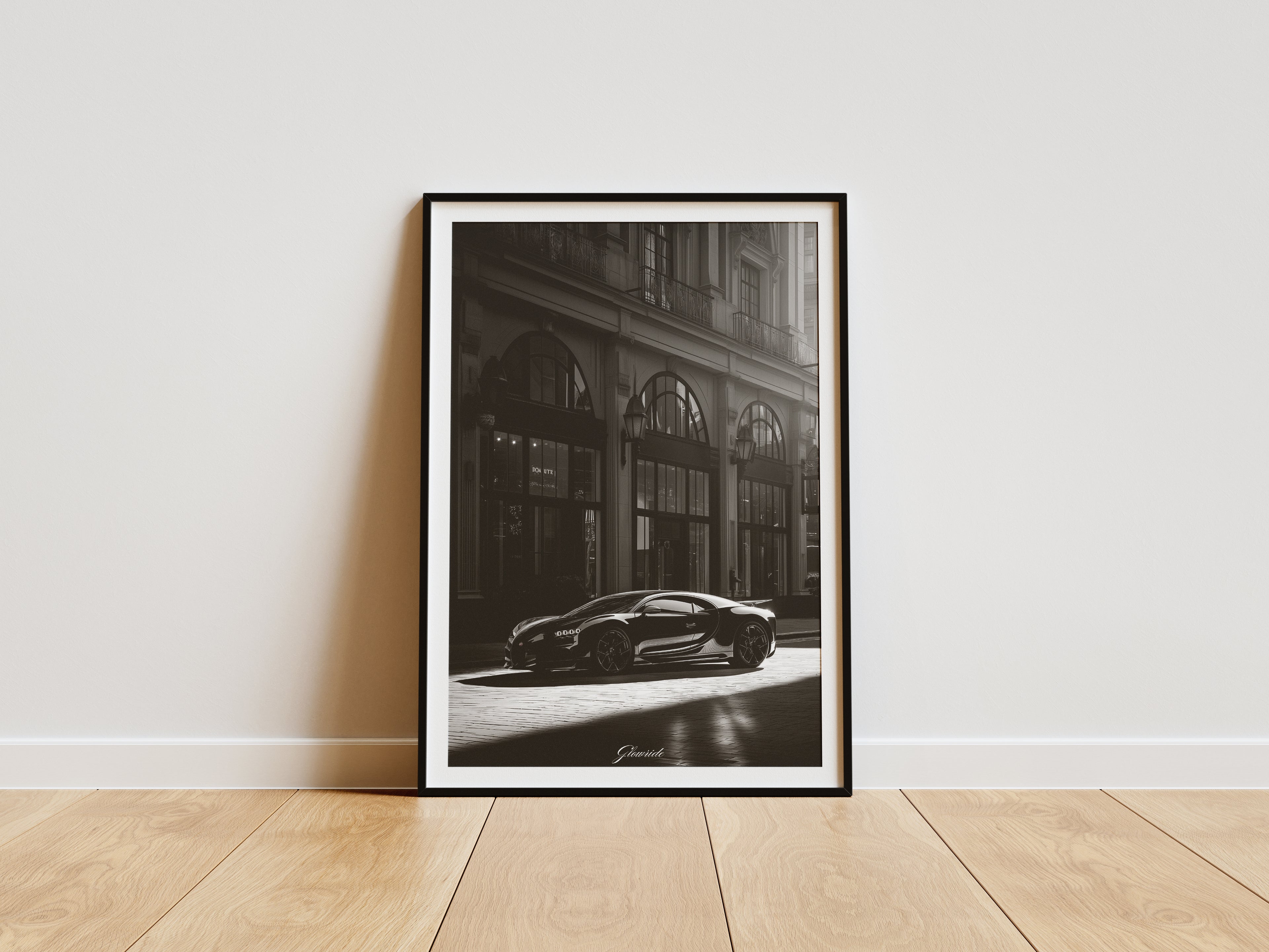 Bugatti Chiron Poster Luxury Line – minimalistisches Schwarz-Weiß Auto-Kunstwerk