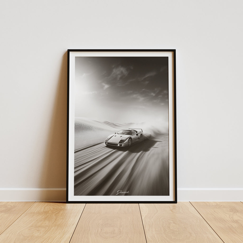 Ferrari F40 Poster Luxury Line – Schwarz-Weiß Auto-Kunstwerk