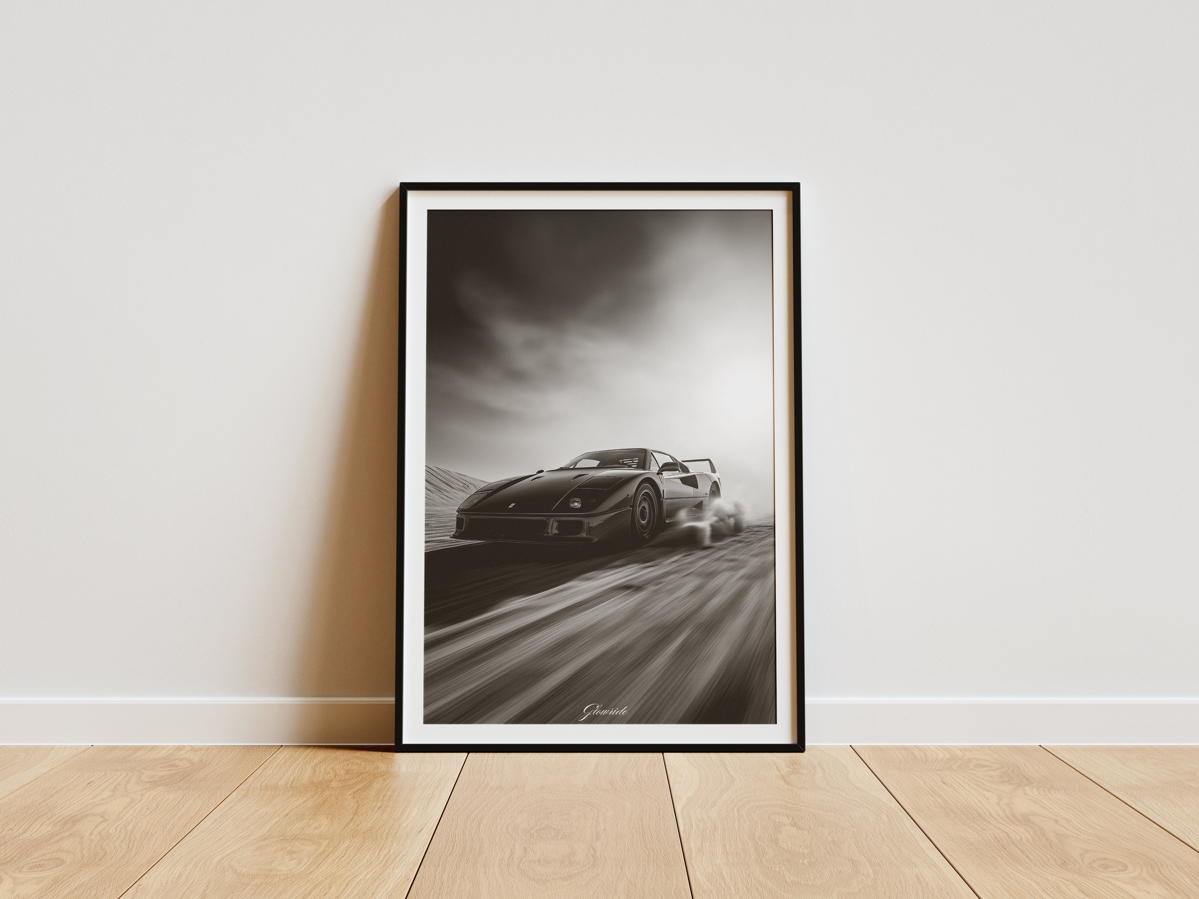 Ferrari F40 Poster Luxury Line – minimalistisches Schwarz-Weiß Auto-Kunstwerk