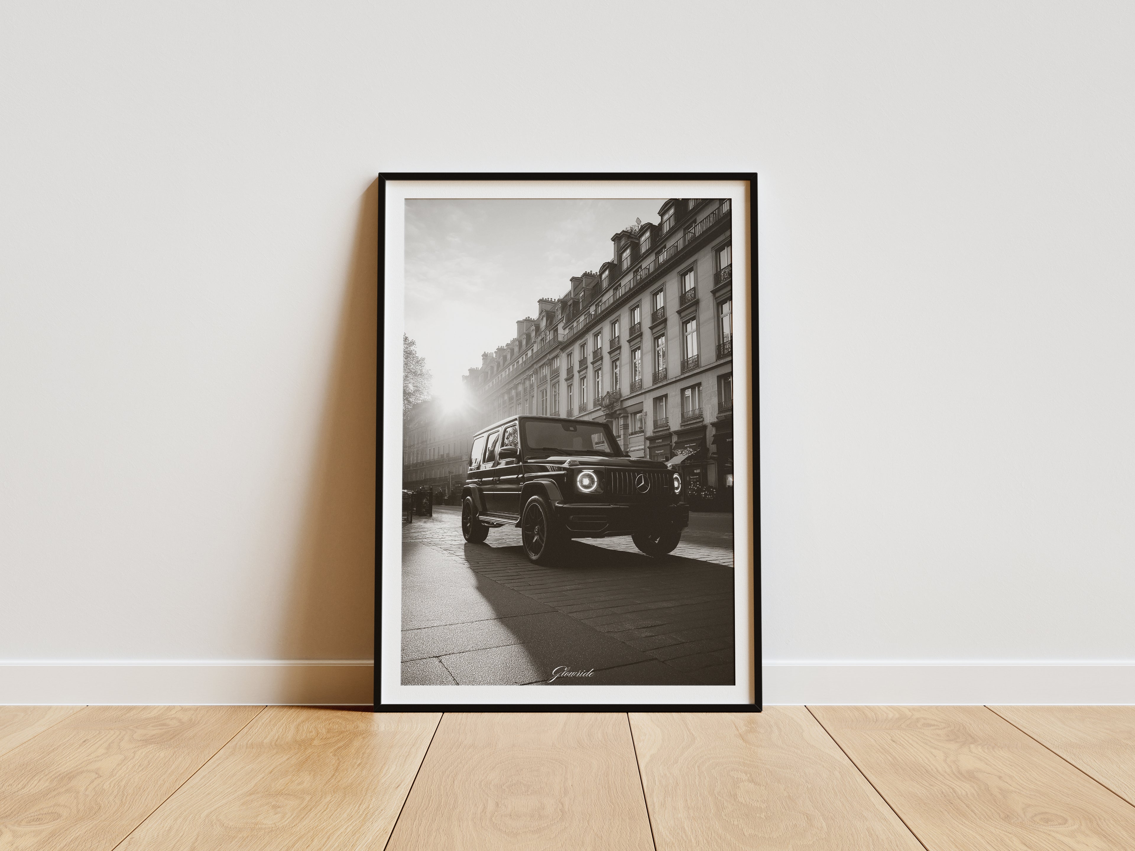 Mercedes-Benz G-Klasse Poster Luxury Line – minimalistisches Schwarz-Weiß Auto-Kunstwerk