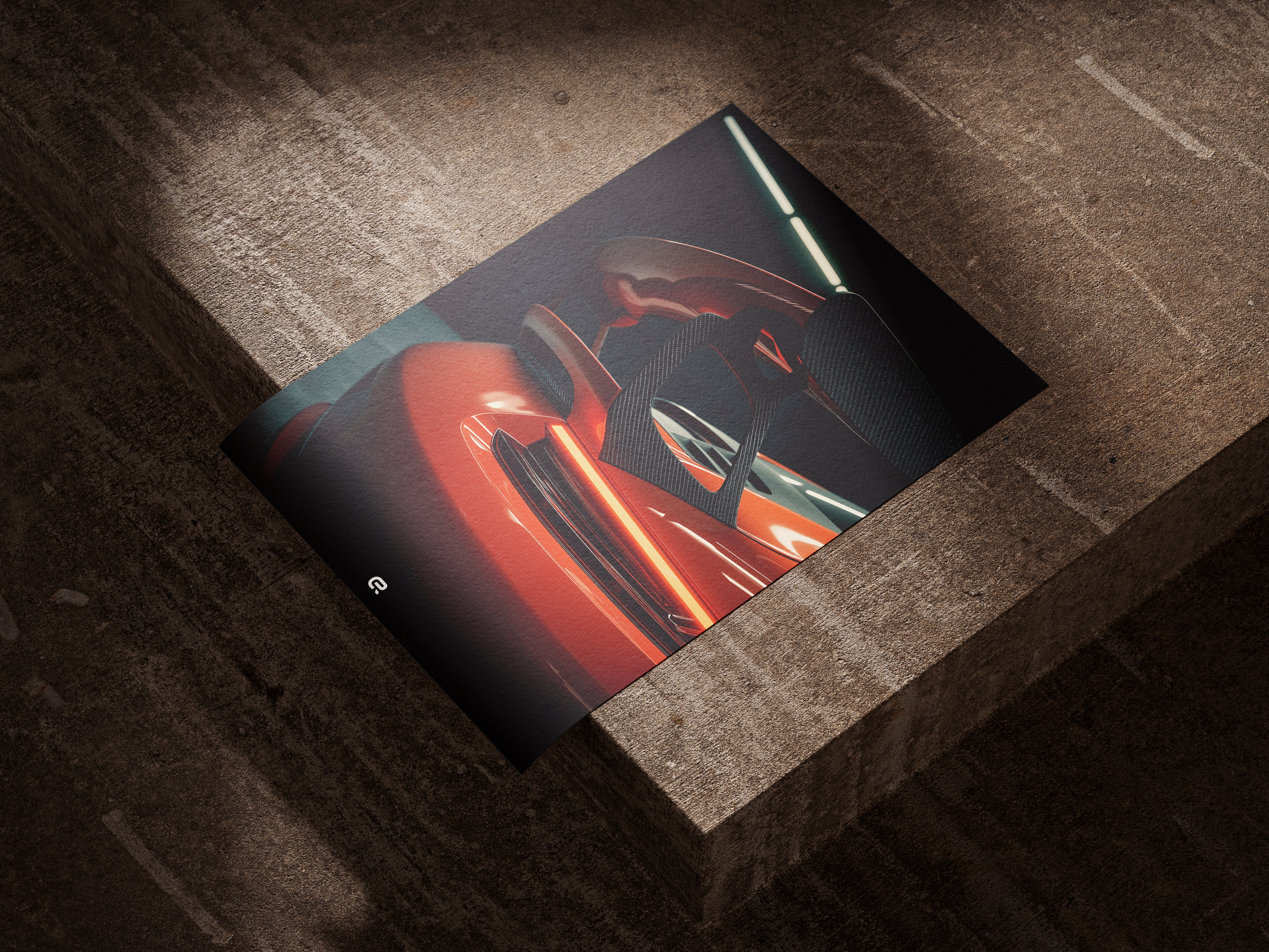 Porsche 911 GT3 RS roter Heckspoiler Poster Detail Designs – Hochdetaillierte Auto-Illustration