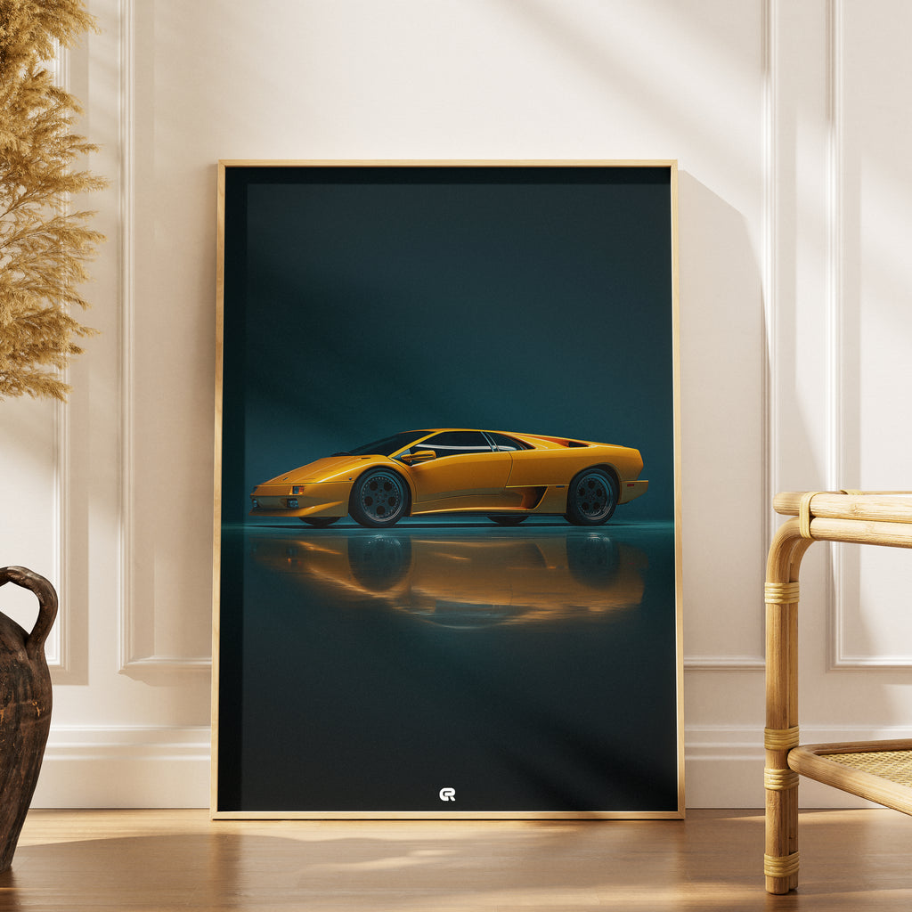 Lamborghini Diablo Poster Clean Classic – künstlerische Auto-Illustration