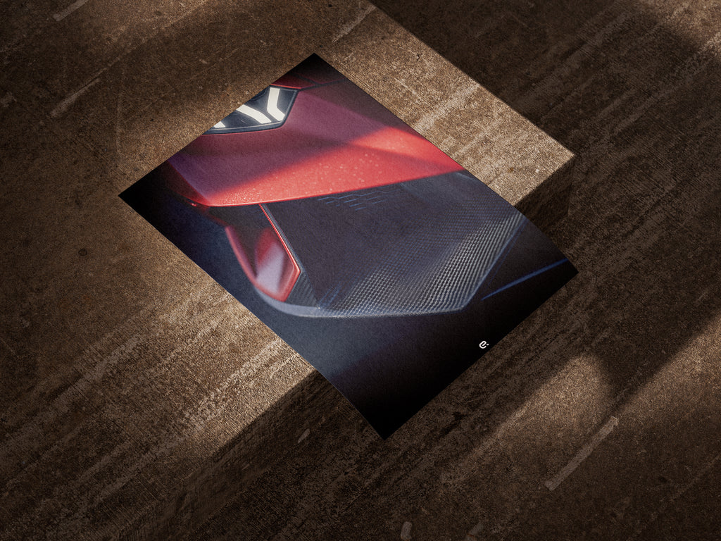 Roter Lamborghini Aventador Frontspoiler Wandbild für Autoliebhaber