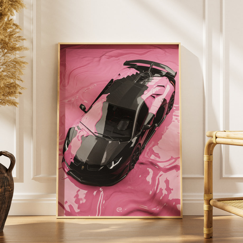 Surreal Scene Huracan color puddle pink