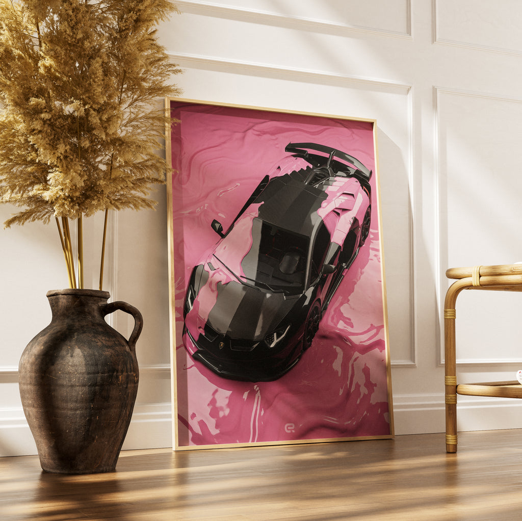 Surreal Scene Huracan color puddle pink