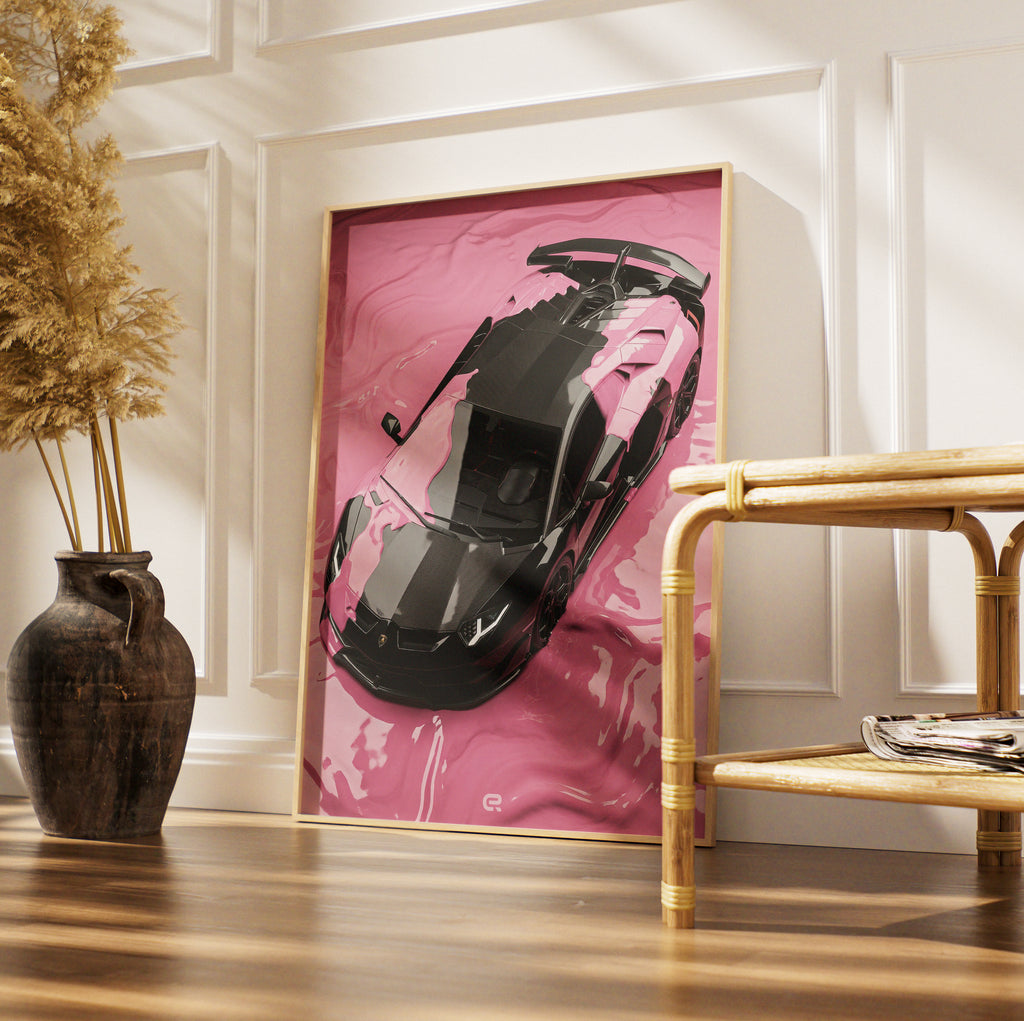 Surreal Scene Huracan color puddle pink