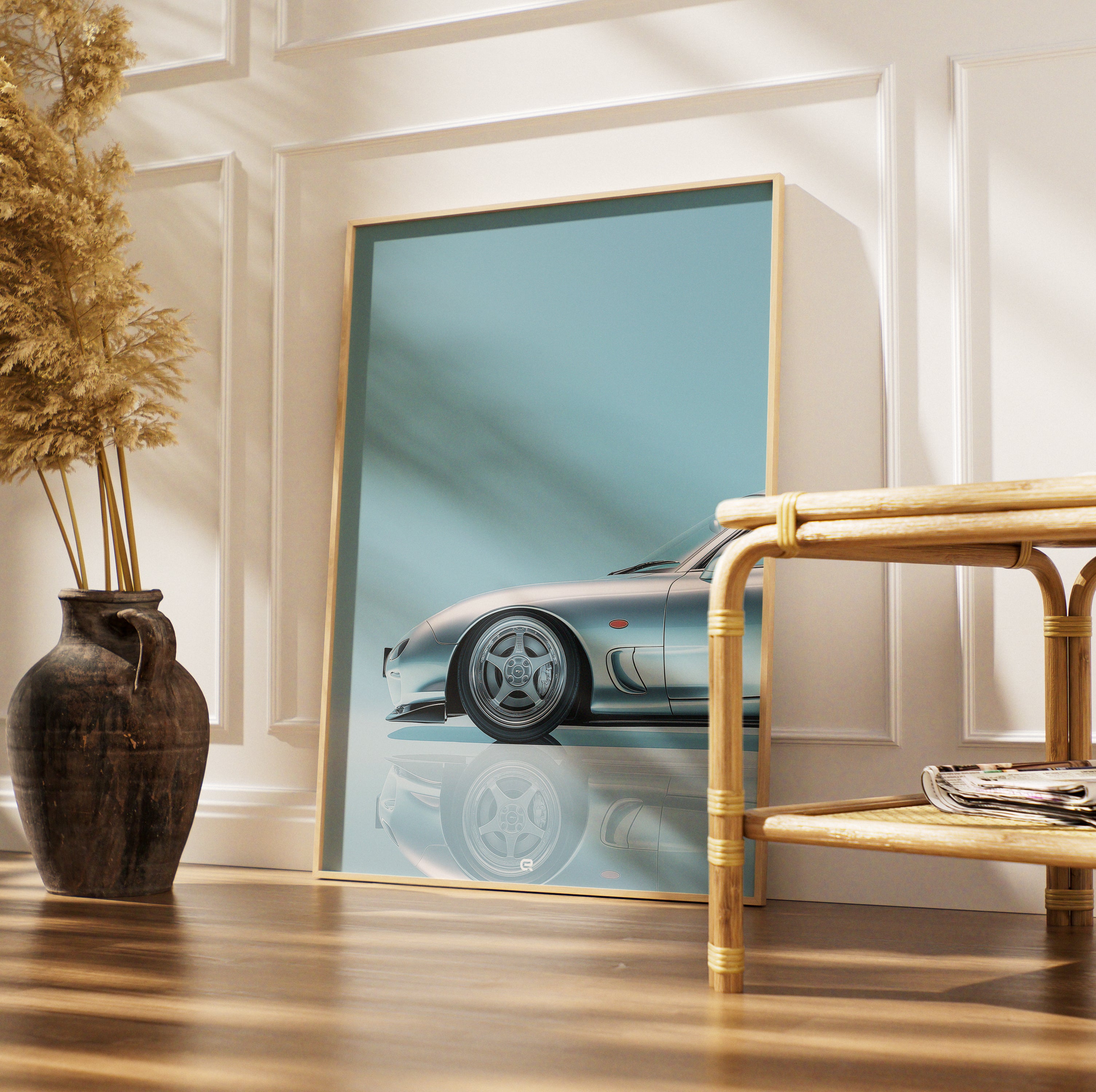 Künstlerisches Wandposter eines Mazda RX-7