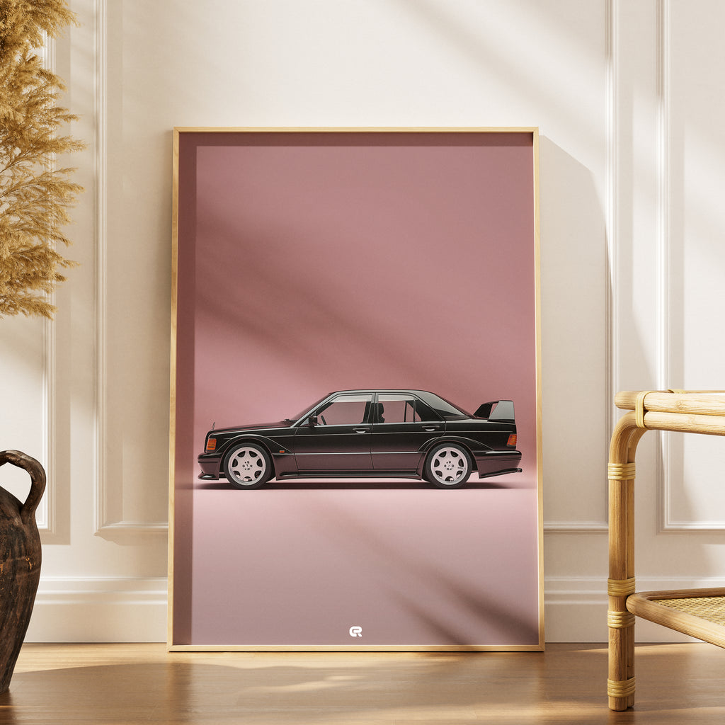 Mercedes-Benz 190E Poster Clean Classic – künstlerische Auto-Illustration