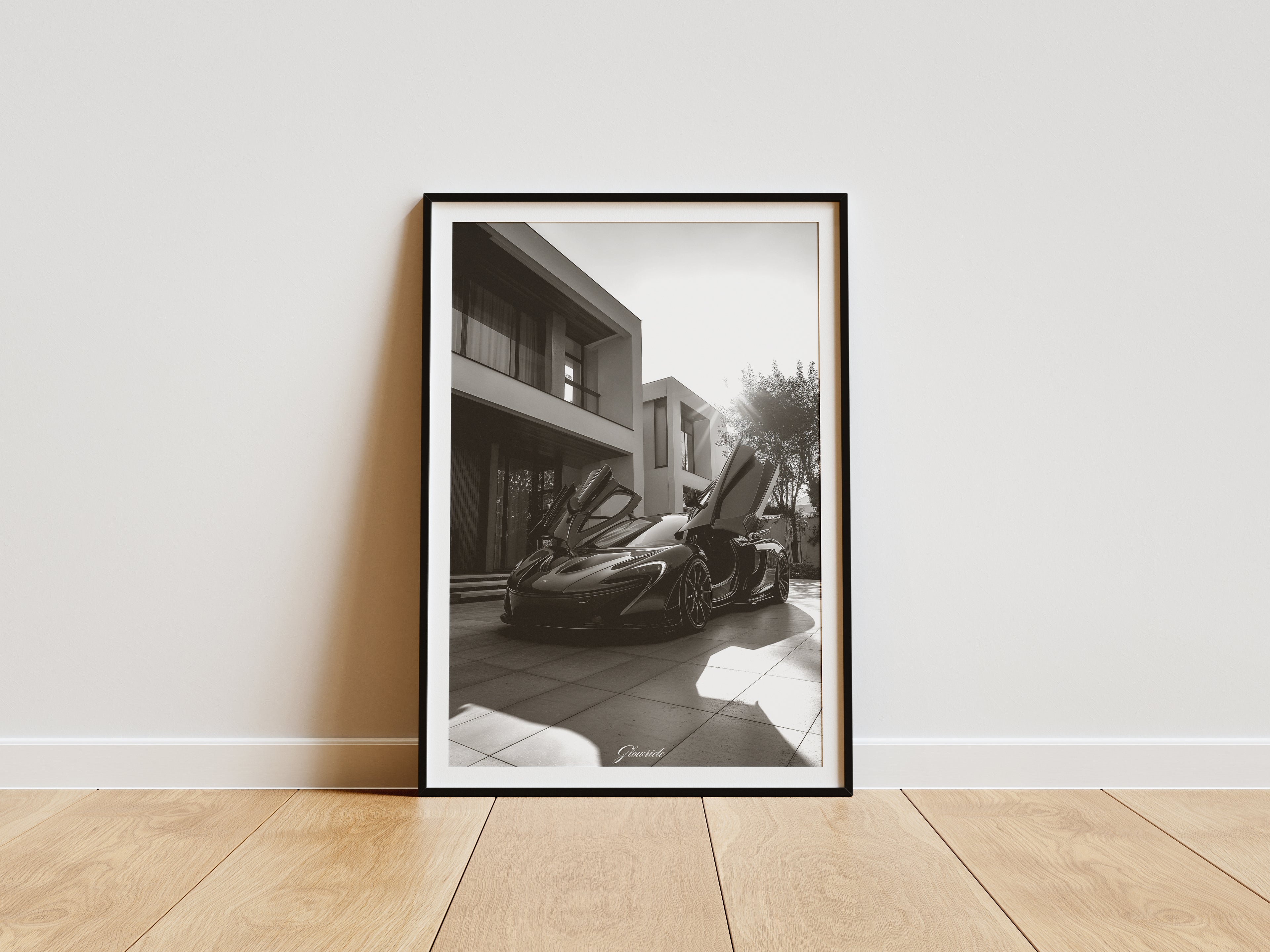 McLaren P1 Poster Luxury Line – Schwarz-Weiß Auto-Kunstwerk