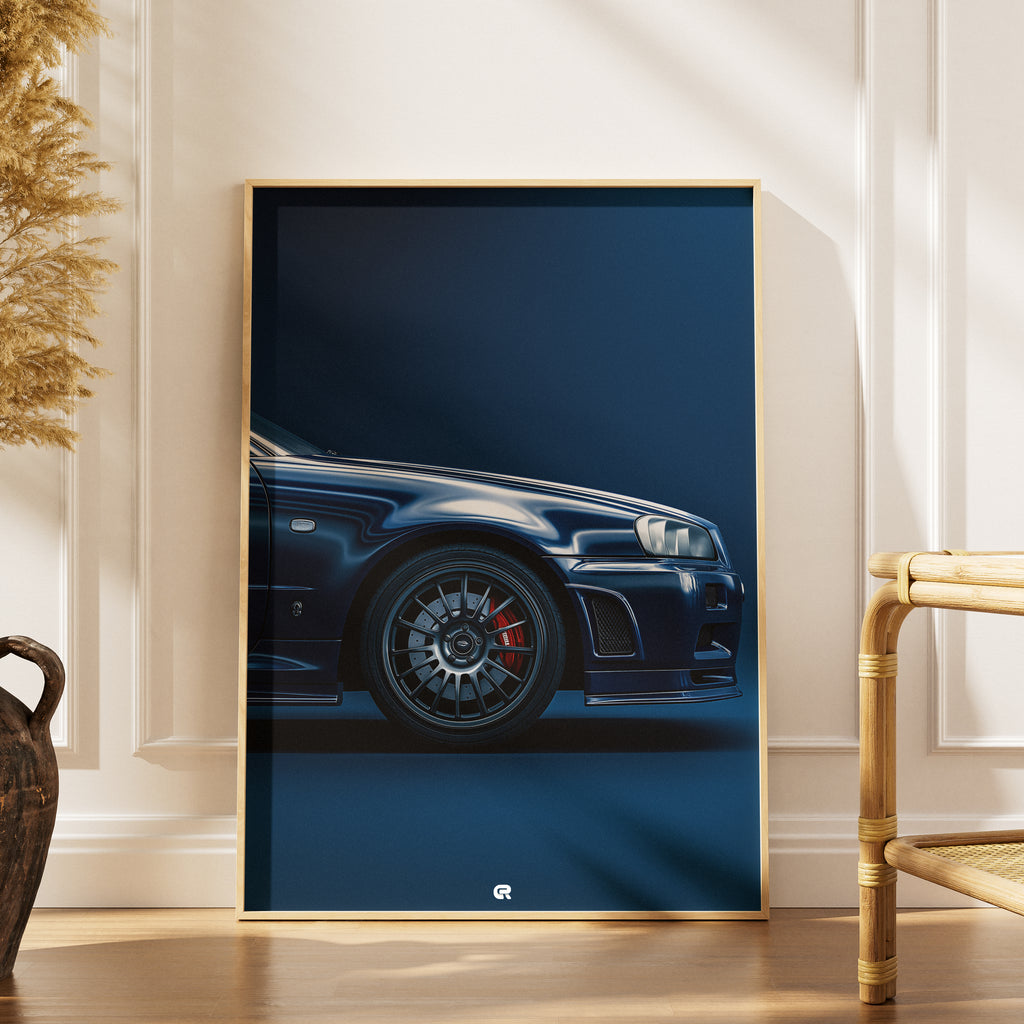 Nissan Skyline GTR Poster Clean Classic – künstlerische Auto-Illustration