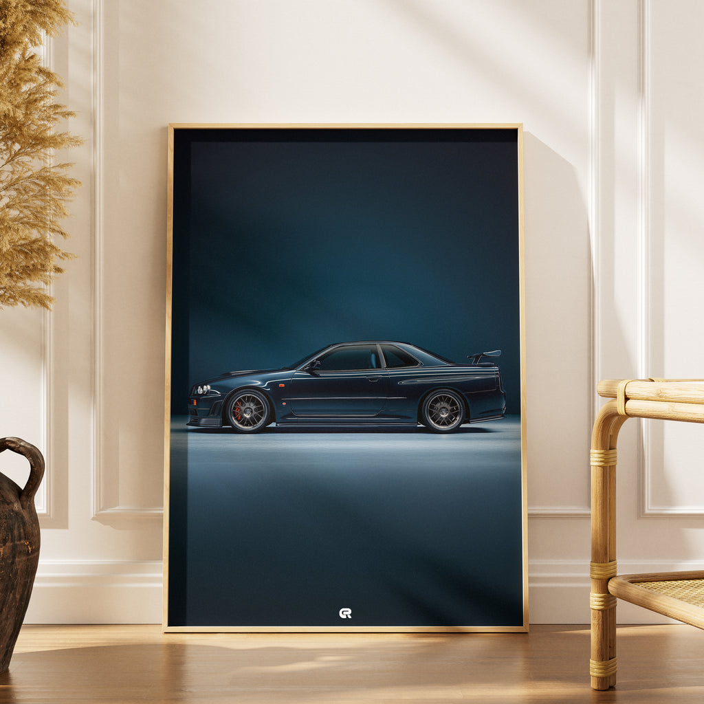 Nissan Skyline GTR Poster Clean Classic – minimalistisches Auto-Kunstwerk