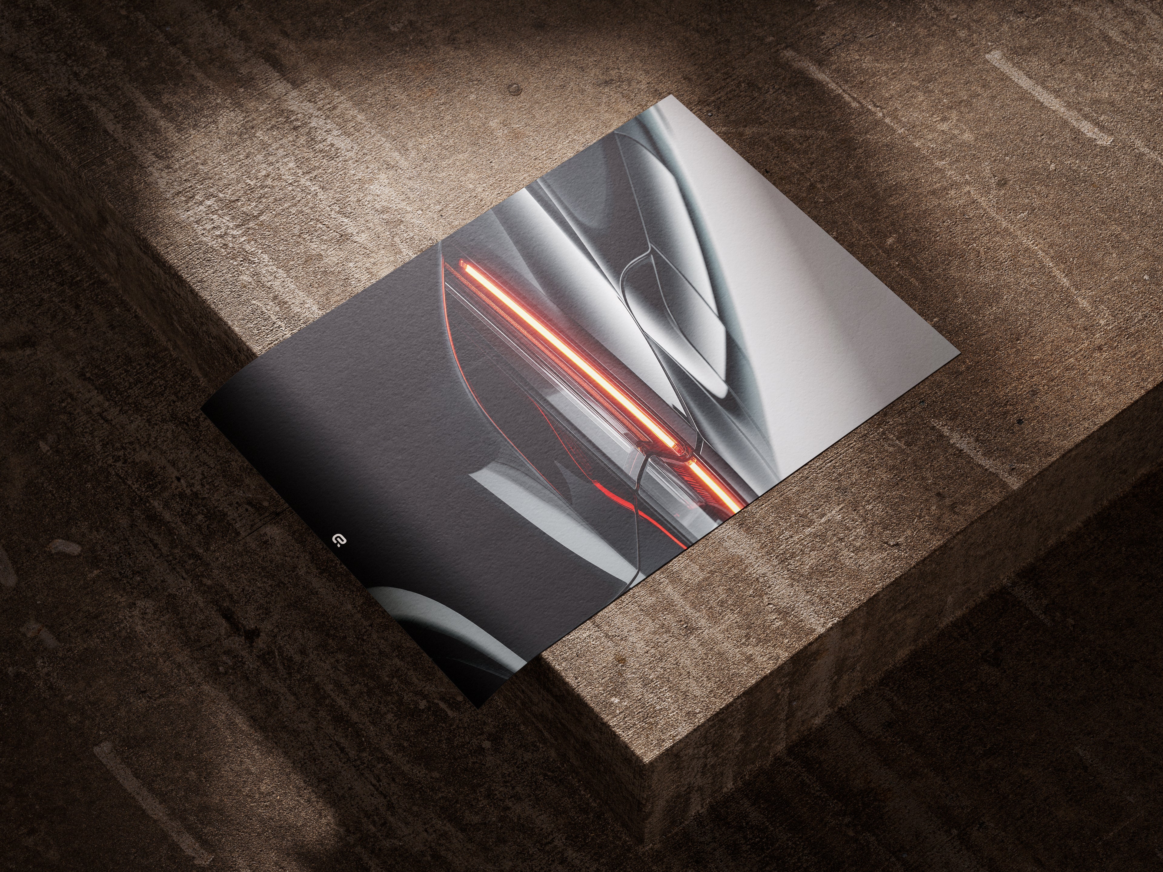 Porsche Taycan Turbo S Poster Detail Designs – Hochdetaillierte Rücklicht Illustration