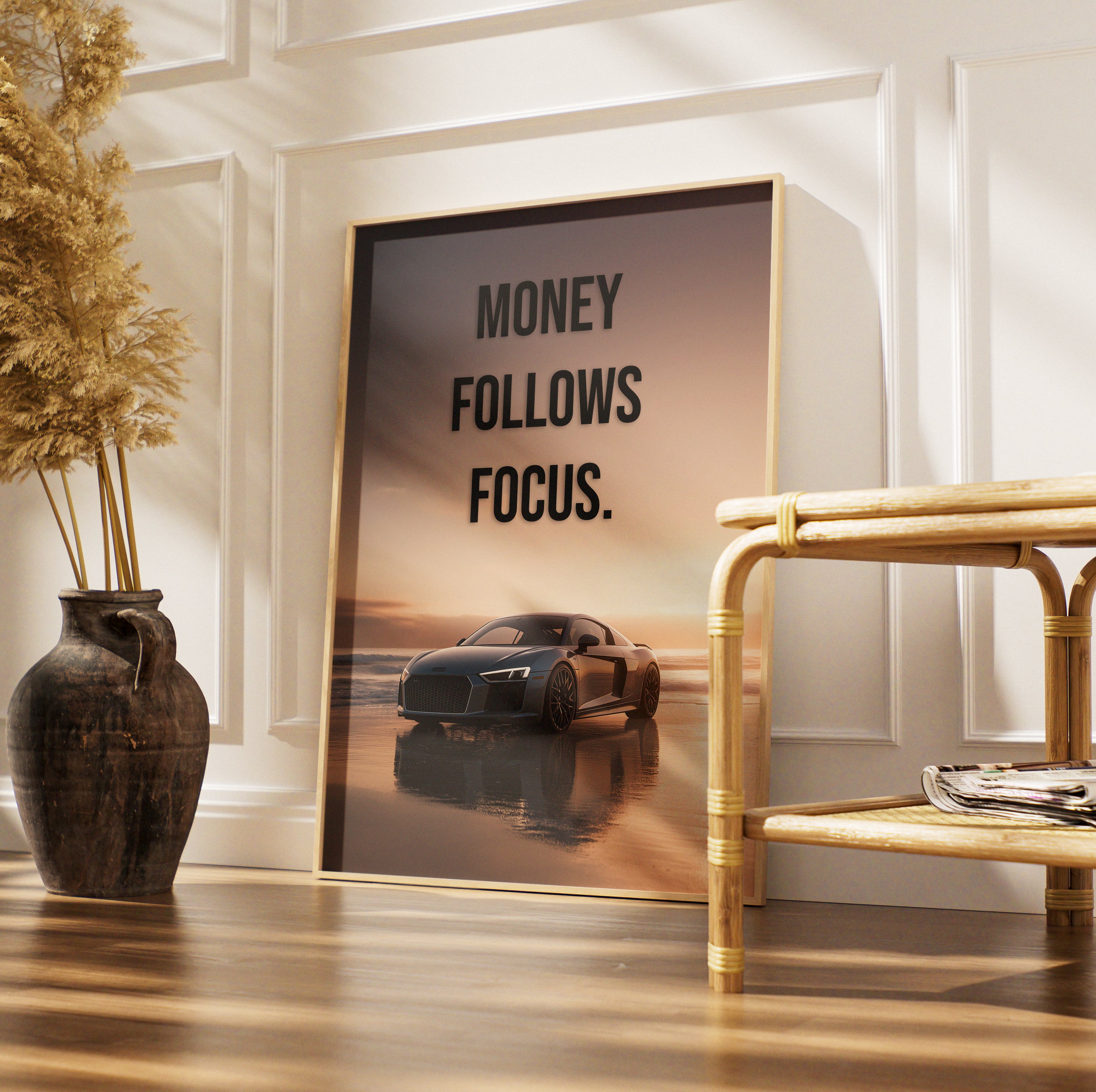 Car Captions Kollektion – Audi R8 Illustration mit Zitat