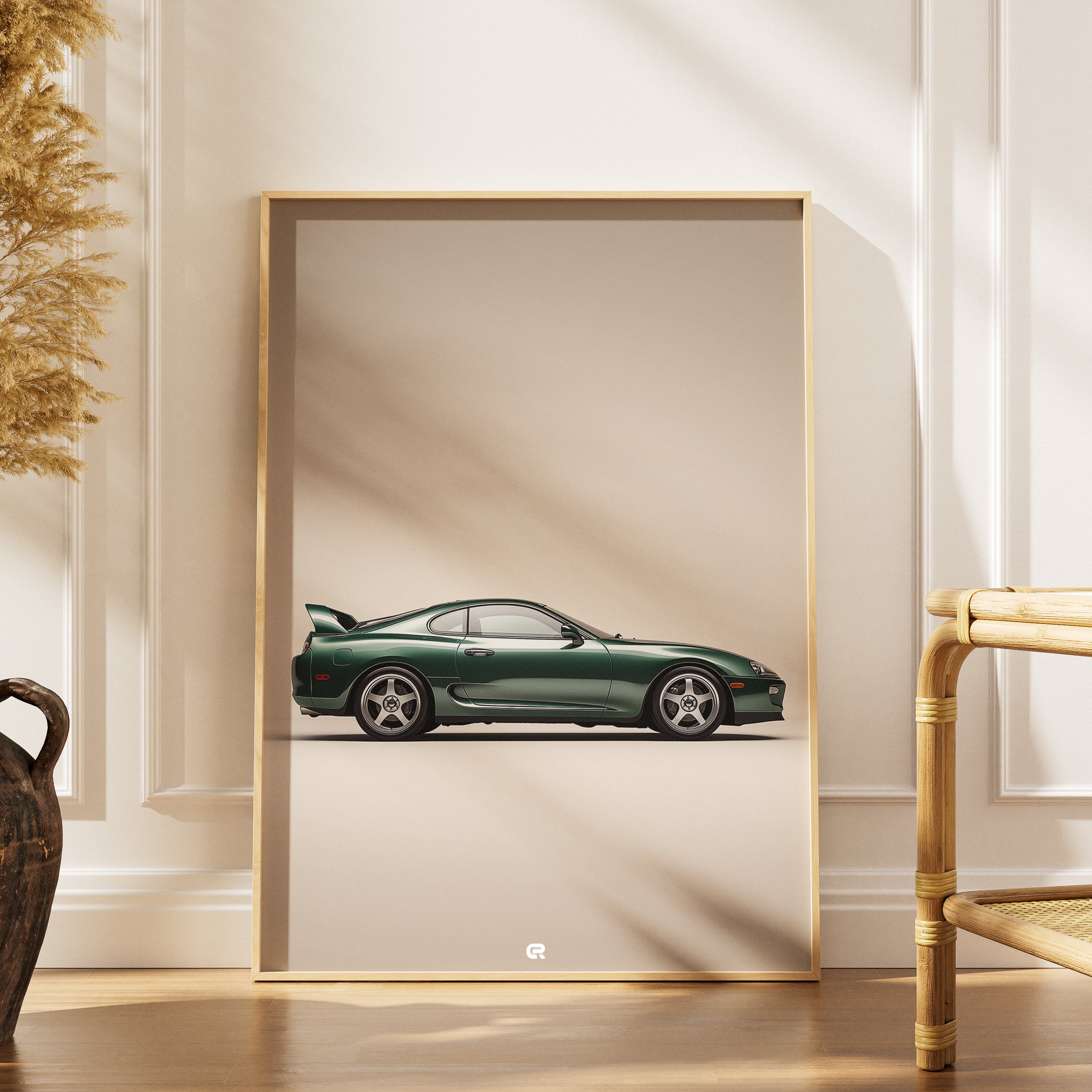 Minimalistisches Poster eines Toyota Supra Sportwagens